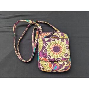 Vera Bradley Plum Crazy Crossbody MINI HIPSTER Organizer Purse Shoulder Bag